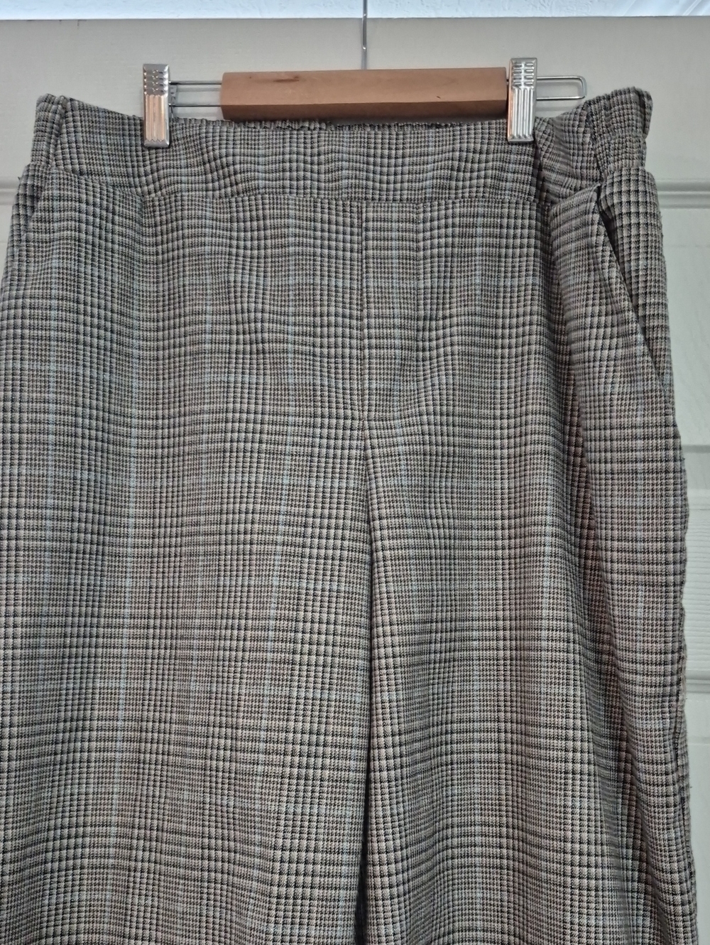 Cato Wide Leg Plaid Pants in Gray and Blue